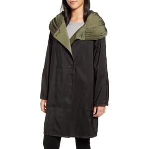 Mycra Pac Donatella Reversible Pleat Hooded Raincoat black green small- medium